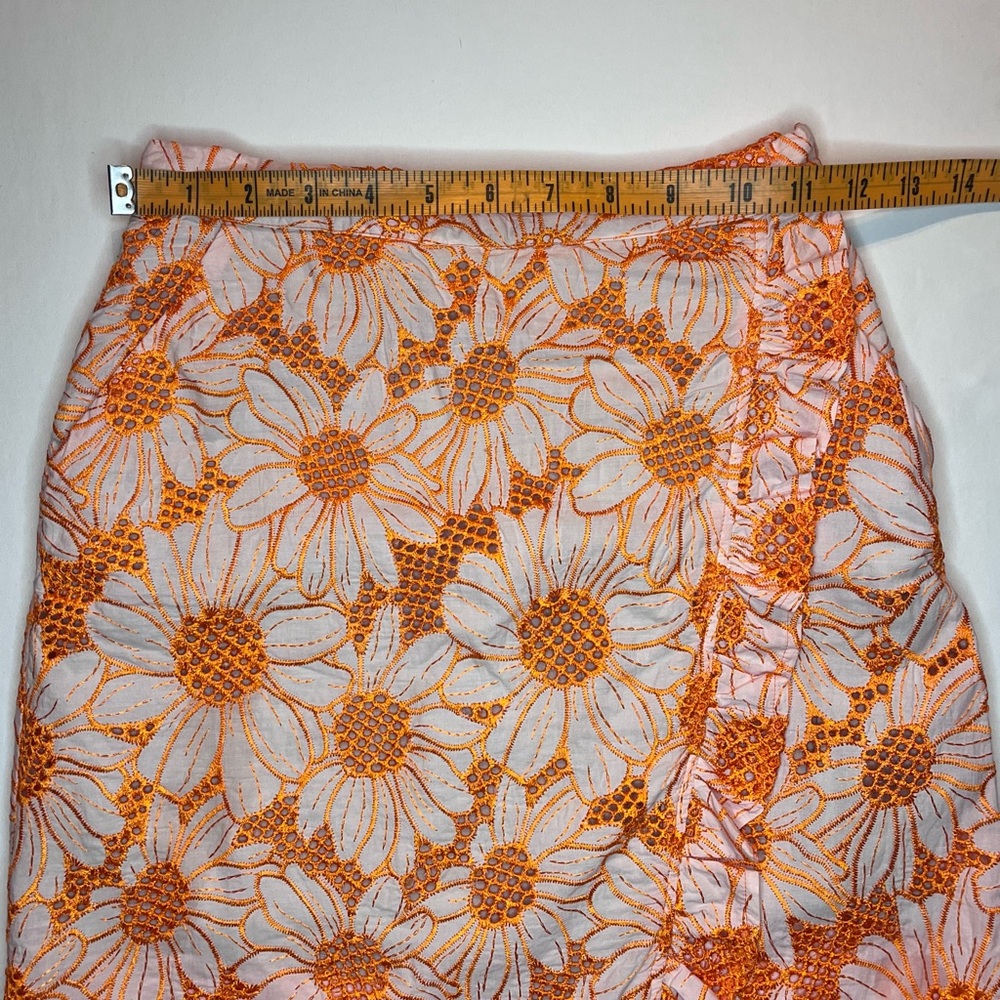 Womens Anthropologie Plenty by Tracy Reese Embroidered Floral Orange Skirt Sz XS - Picture 10 of 10